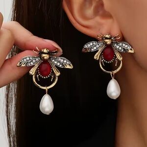 Zara Vintage Metal Animal Insect Water Drop Earrings